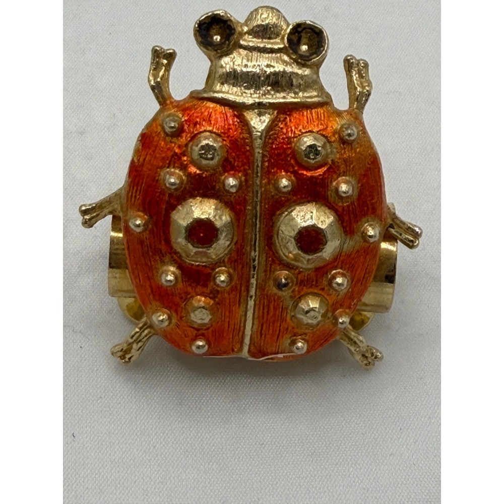 Vintage Boston Clip No 4 Hunt Mfg Ladybug Enamel Gold Tone Paper Clip Novelty